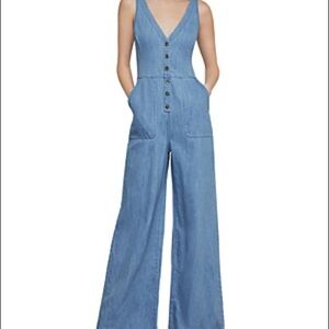 Bcbgmaxazria Denim Sleeveless Jumpsuit
